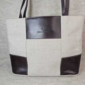 Etienne Aigner Gallery Linen Bag with Leather Trim Perfect Summer Purse